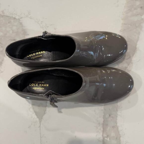 Cole Haan Grand Shoes Womens Size 9 Gray Patent Leather Waterproof Wedge Booties - Picture 5 of 8